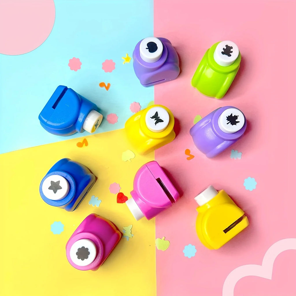Random 10 Piece Mini Embossing Punch Set, Mixed Colors, Creative Portable Paper Craforations,t Cutting and Embossing Tools for D
