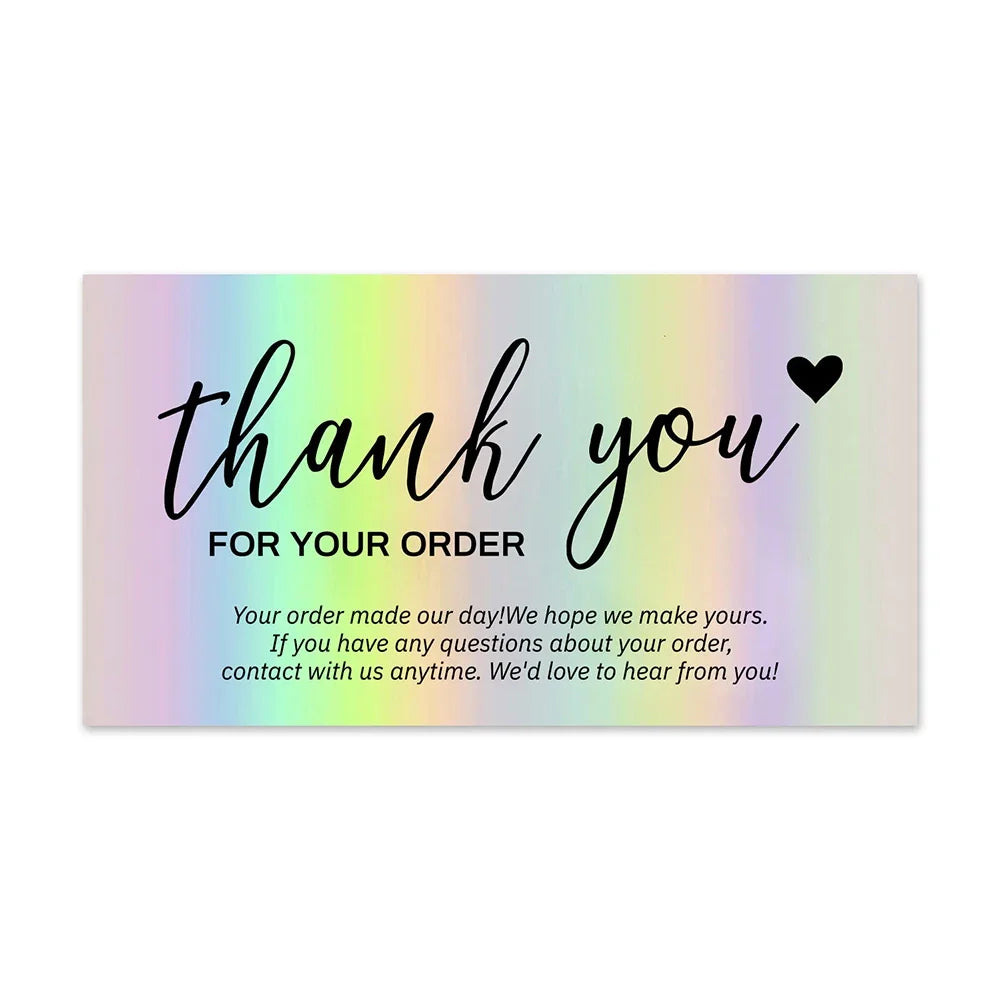 50 Pcs Thank You For Supporting My Small Business Reflective Laser Appreciate Cards Greeting Postcard For Online Retail Shopping