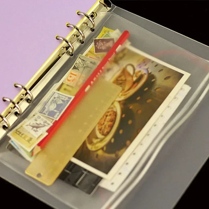 10Pcs  A5 A6 A7 Binder Pocket Binder Zipper Folders for 6 Ring Notebook Divider Page Waterproof PVC Leaf Document Filing Bag