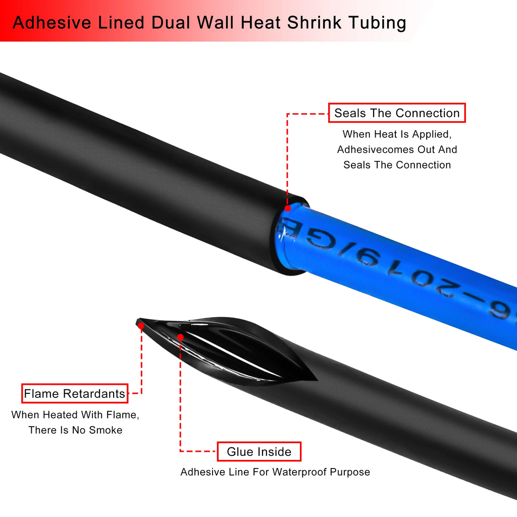 5 Meter 3:1 Waterproof Heat Shrink Tube Insulating Sleeve Wire Protection Dual Wall  Heat-shrinkable Sleeve With Glue Inside