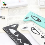 1 Pcs Lytwtw's Cute Kawaii Black Cat Kitten Straight Ruler Wooden Tools Cartoon Sewing Drawing Office School Stationery supplies