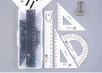 4 Pcs/Set Math Sets Metal Ruler Triangle Ruler Protractor with Box for School Student Geometry Sets