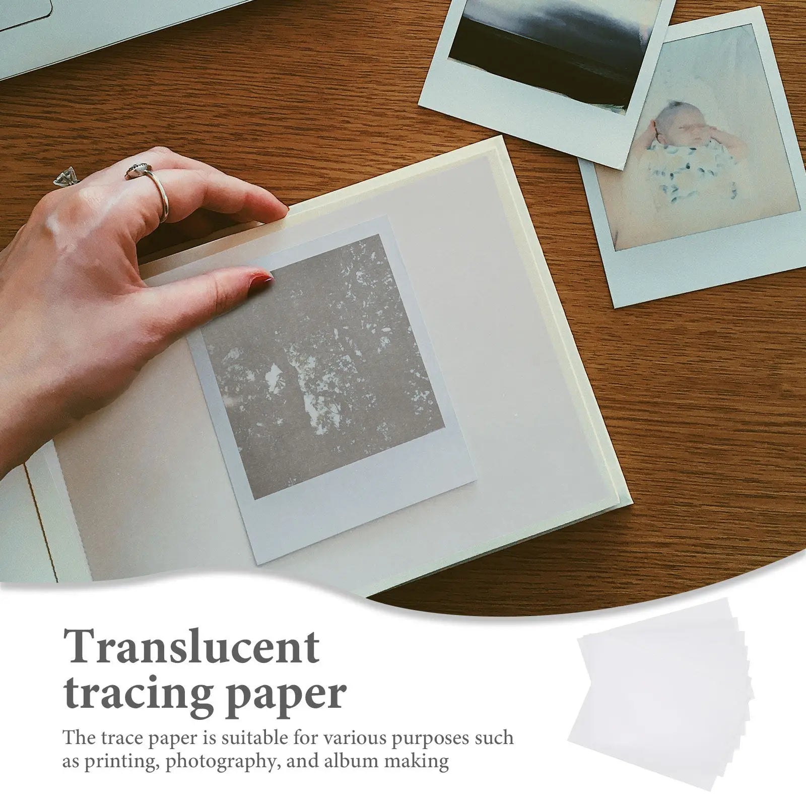 100Sheets A4 Translucent Tracing Paper Printable Blank Drawing Paper for Photography Album Making Engineering Copying