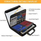 A4 Zipper File Bag Waterproof Fireproof Document Bag Foldable Accordion File Pouch Large Capacity Document Storage Bag