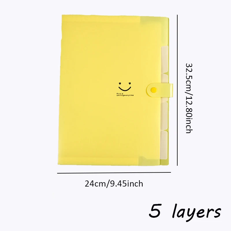A4 Organ Folder 5 Layers Macaron Colors File Manager Storage Simple Folder for Student School and Office Stationery Supplies
