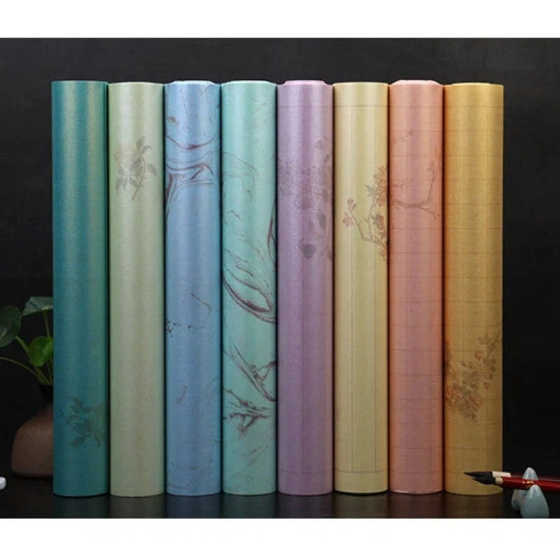 Sumi Art Wax Dye Pearlescent Ink Colorful Half Ripe Rice Paper Xuan Paper Scroll Multicolor Brush Calligraphy Creation Work Roll