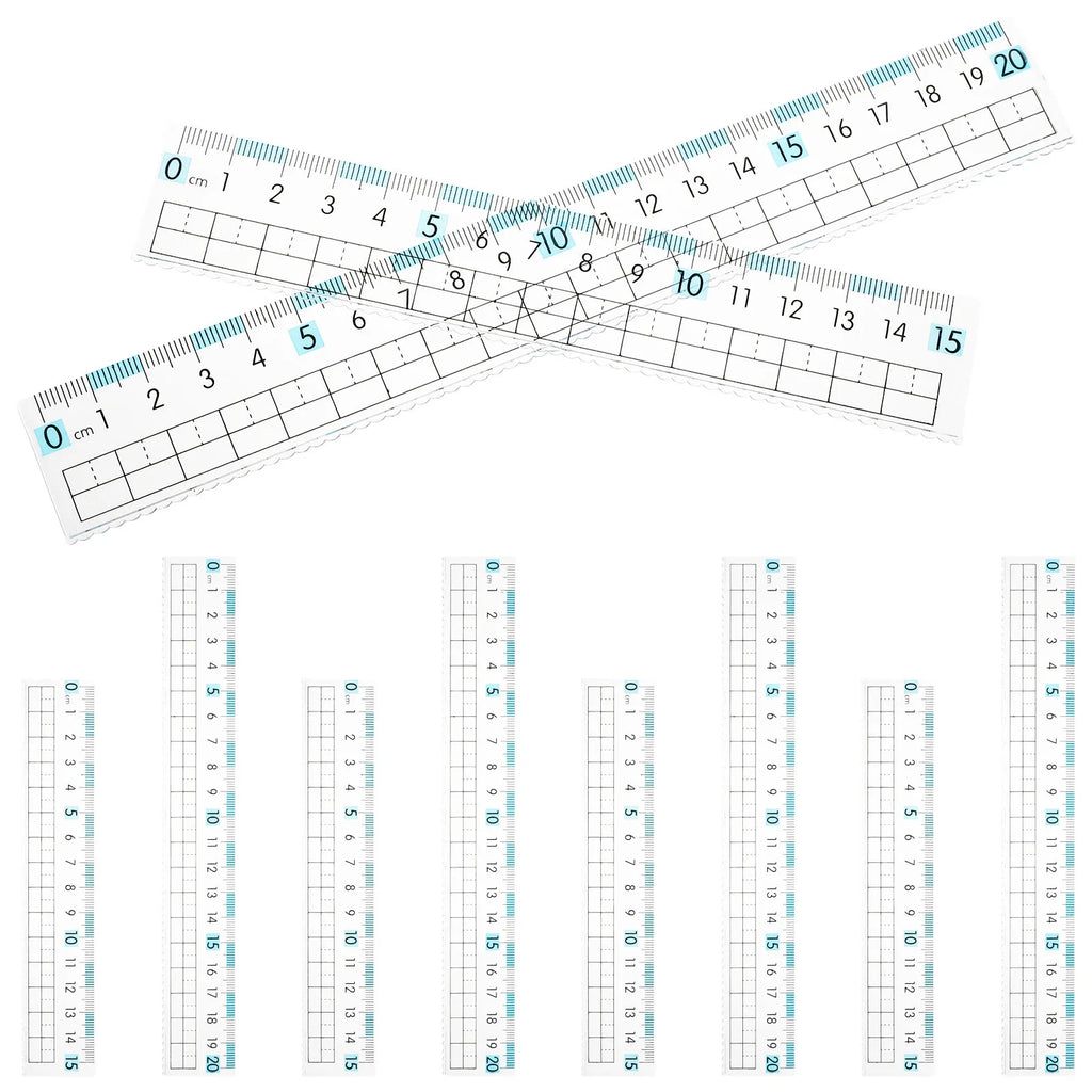 10Pcs Flexible Plastic Rulers 15Cm 20Cm Clear Transparent Metric Rulers Vision Protection School Office Drawing