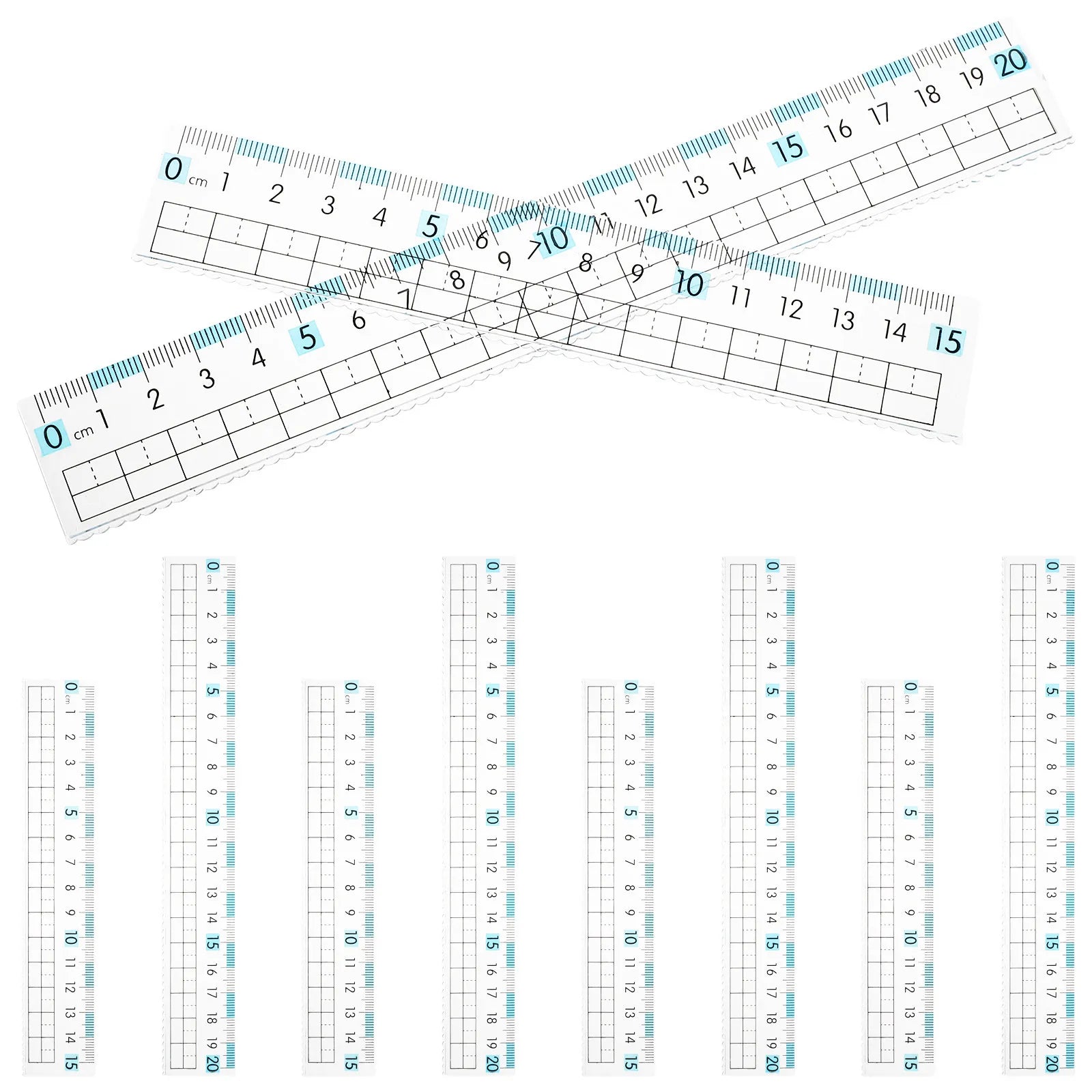 10Pcs Flexible Plastic Rulers 15Cm 20Cm Clear Transparent Metric Rulers Vision Protection School Office Drawing