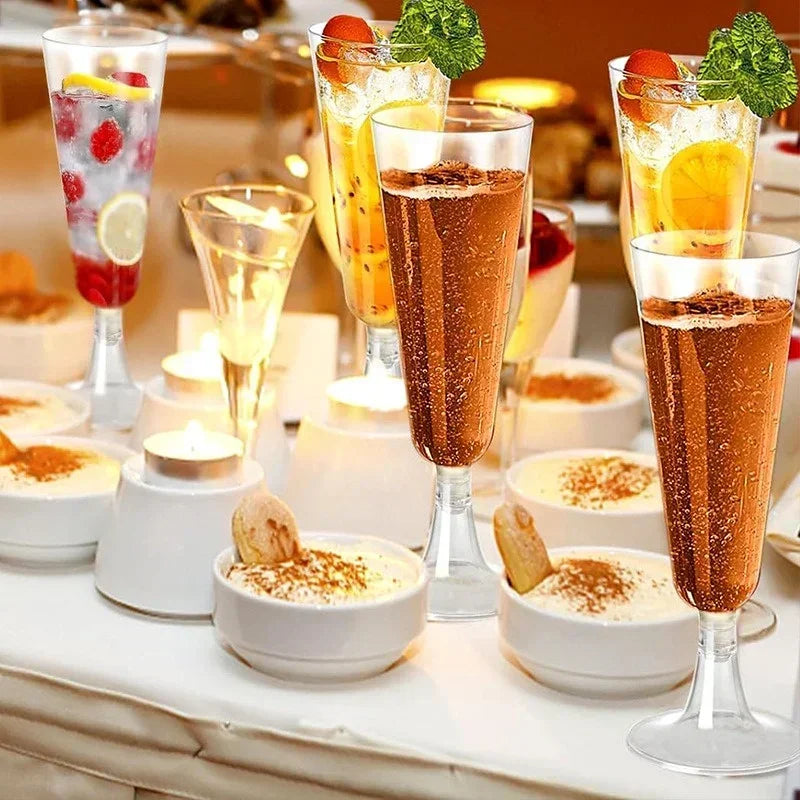 10/20/30pcs Disposable Cups Clear Plastic Champagne Flutes Bar Cups Toasting Glasses for Weddings Party Cocktail Cups,150ml