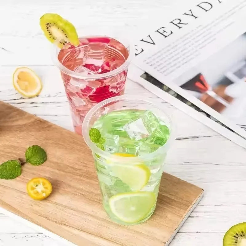 50/100PCS Disposable Transparent Plastic Cups Household Drinking Cups Fruit Juice Coffee Ice Crea Birthday Party Utensils