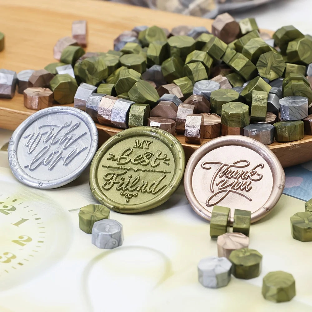 100pcs/bag Octagonal Sealing Wax Beads for Wax Stamps is Suitable for Wedding Invitations, Envelope Cards, Christmas Gift