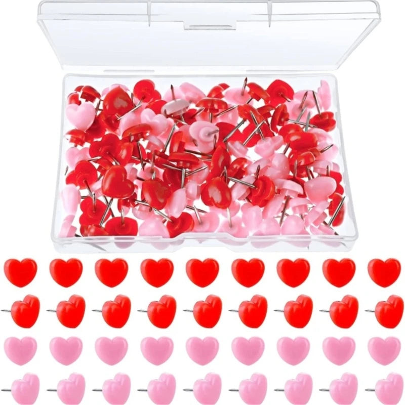 100 Pcs Decorative Pushpins Heart Push Pins Map Tacks Map Pins School Supplies