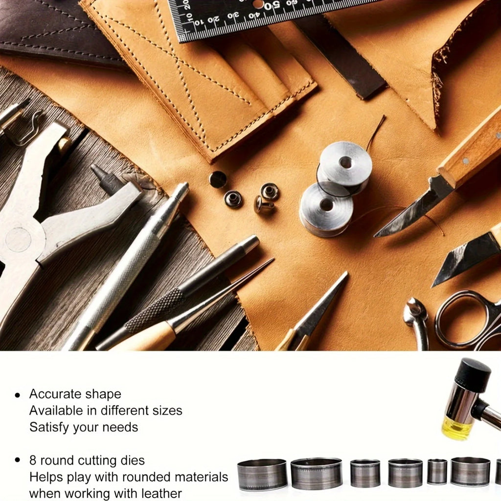 7pcs Leather Cutting Die Set Leather Craft Tools Sharp Leather Circle Stencil Cutter Mold Round Hollow Hole Punch Set