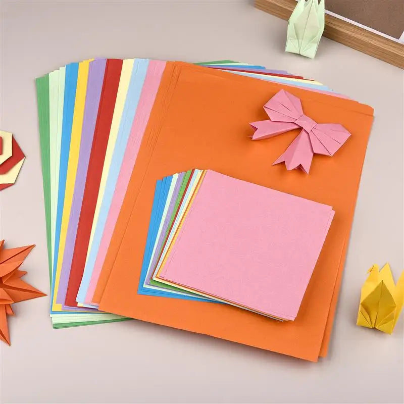 100Pcs Cardstock Paper Double Sided Folding Origami Paper Square Paper Crane Craft DIY Wish Paper Art Material Jewelry Tools ﻿