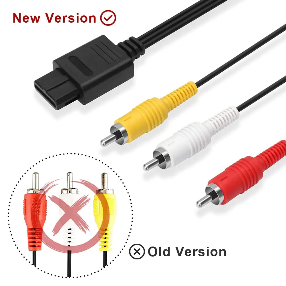 1.8m AV Cable Composite Video Cord 6 Feet Line Compatible with Nintendo 64/N64/GameCube/SNES TV Game Console Accessories