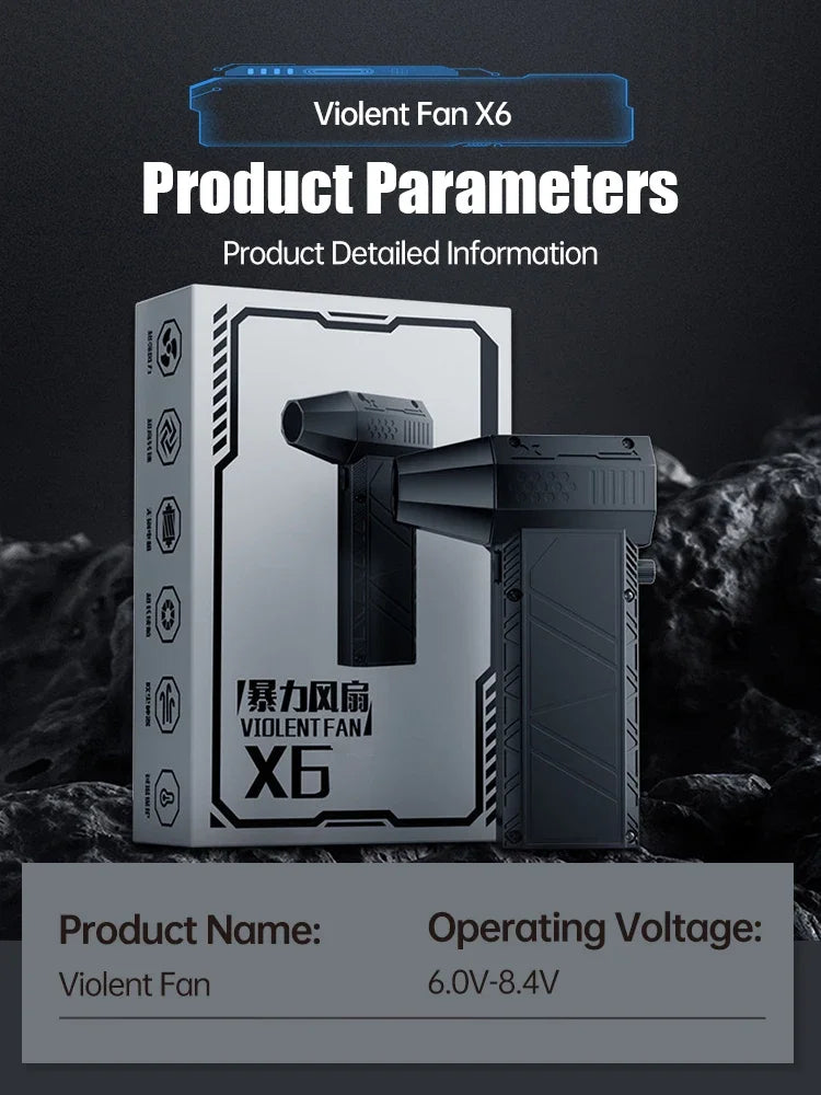 450,000RPM X6 Air Blower Powerful dust Vacuum Cleaner Fast Charging Strong Wind Brushless Violent Fan for car/computer cleaning