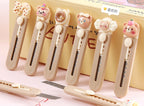 1 Piece Cartoon Utility Knife for Student Cute Fashion Box Cutter Small Portable Kawaii Beige Coffee Color Letter Opener Office