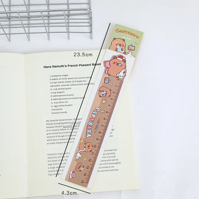 Cartoon Capybara Magnetic Bookmark Ruler Cute Irregular Drawing Ruler for Students Creative Kawaii Kids School Stationery
