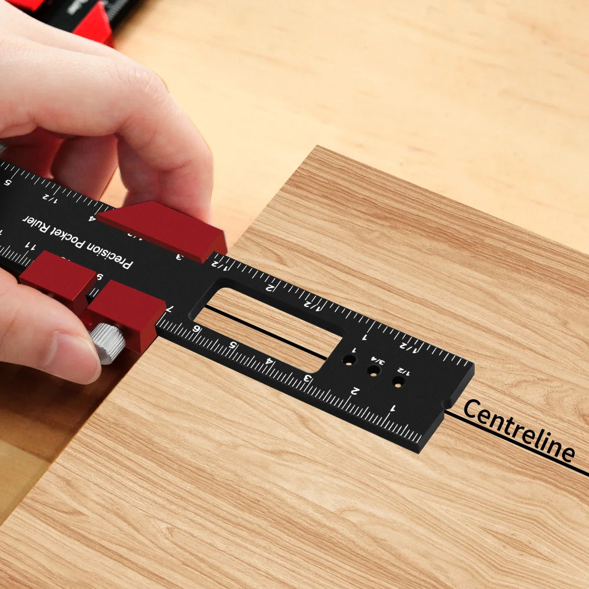 Woodworking Pocket Ruler Aluminum Alloy T-Type Scribing Square Layout Tool,  Accurate Slide Ruler Inch And Metric Measurements