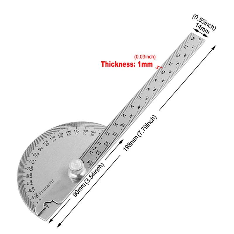 145mm stainless steel 180 protractor angle meter measuring ruler rotary mechanic tool ruler protractor