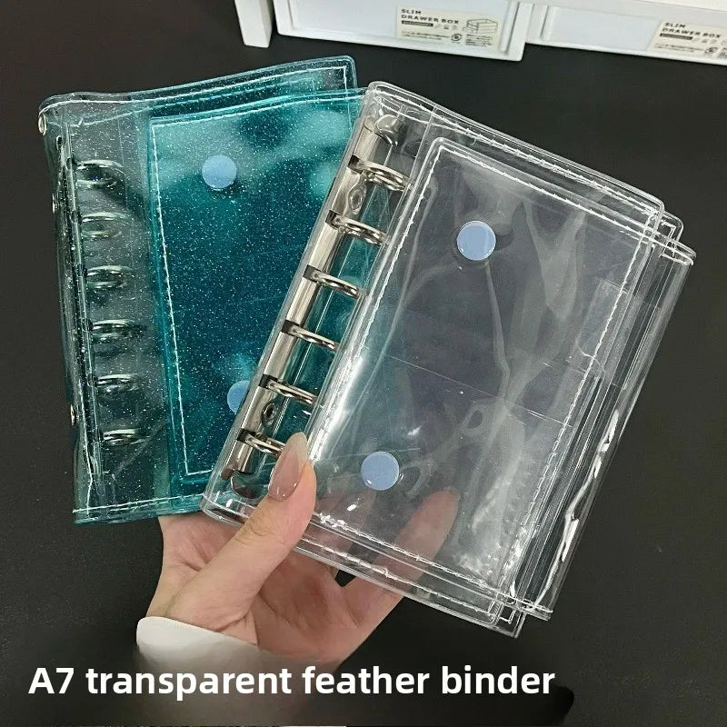 The New Transparent A7 Three-fold Hand Ledger Loose-leaf Detachable Student Portable Notes Diary Hand Ledger