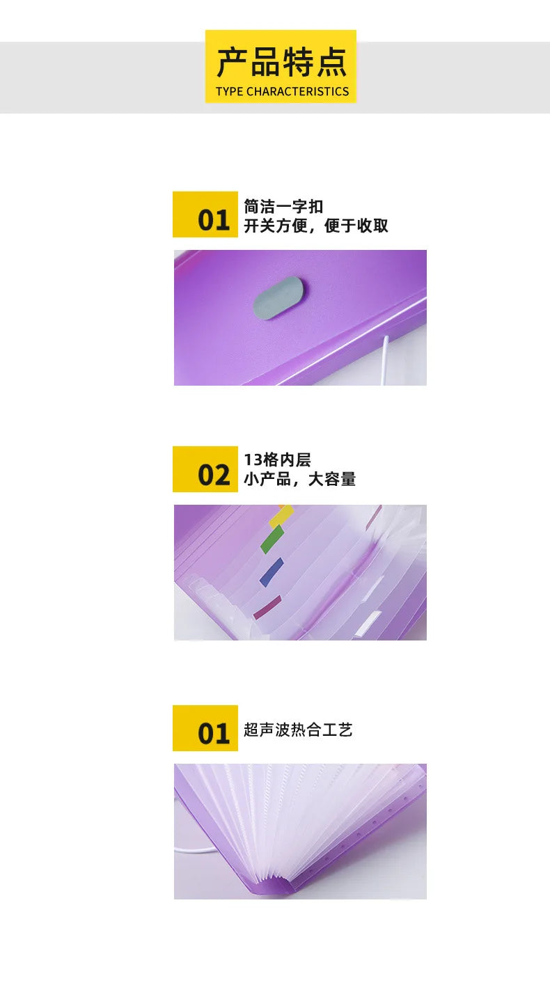 A6 Expanding File Folder Buckle Wallet Organ Bag Documents Folders Organizer File Pouch Bill Folder Family School Office Binder