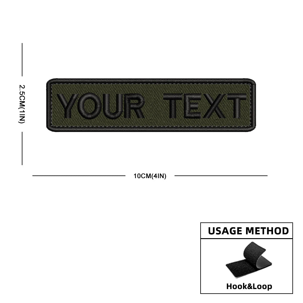 Custom Personalized Name Number Patch Stripes Badge Tags Different Sizes Iron On Or Hook Loop Embroidered Military Green Patches