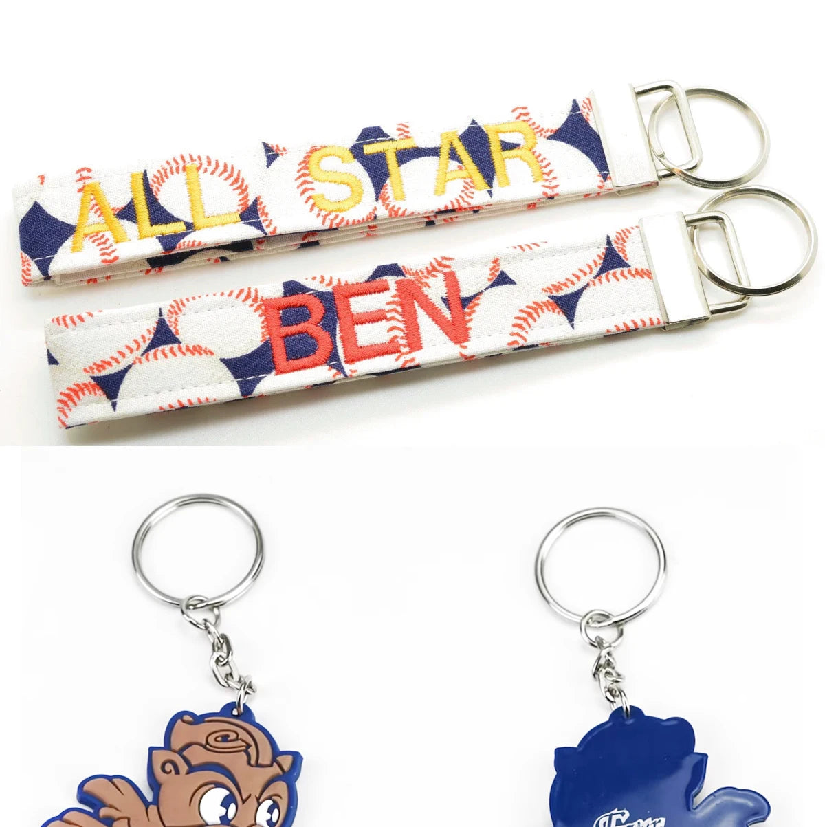 Custom Embroidery Keychains Double-sided Wholesale 50 PCS Printed Woven Logo to Customize Fabric Key Ring Tag for Bag Phone Car