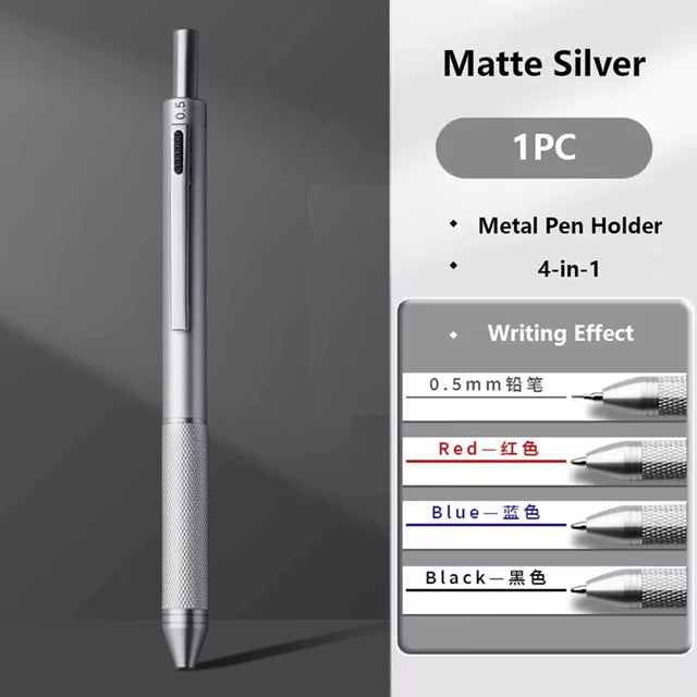 Multifunctional 4-color-in-one gravity-sensing pen metal ballpoint pen/Mechanical Pencil,Black/Red/Blue Ink Oil Signing canetas