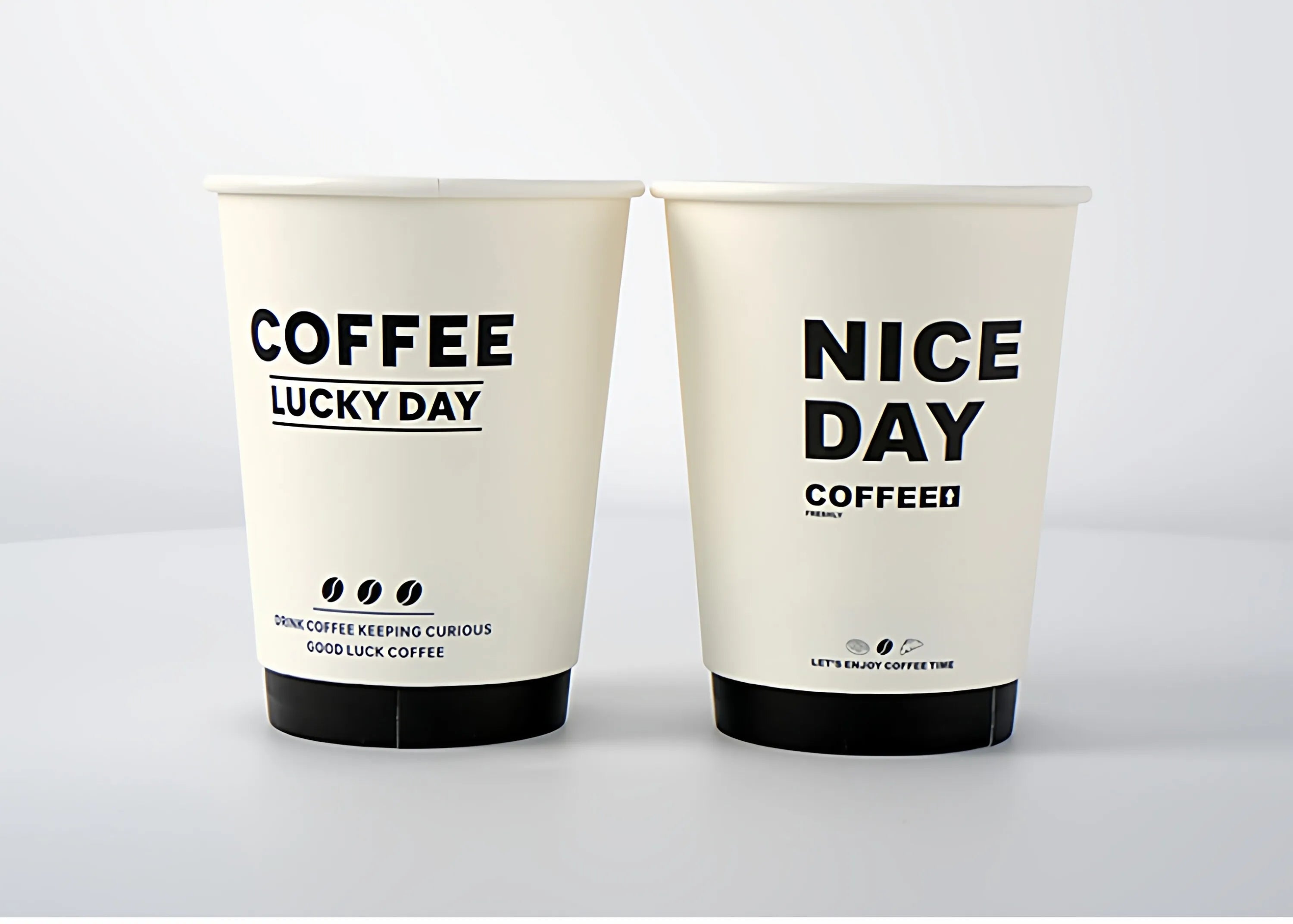 50pcs Thick Double-layer Coffee Paper Cup Disposable 90mm Caliber Hot Drink Leak Proof with Lid Shop Takeaway Paper Cups