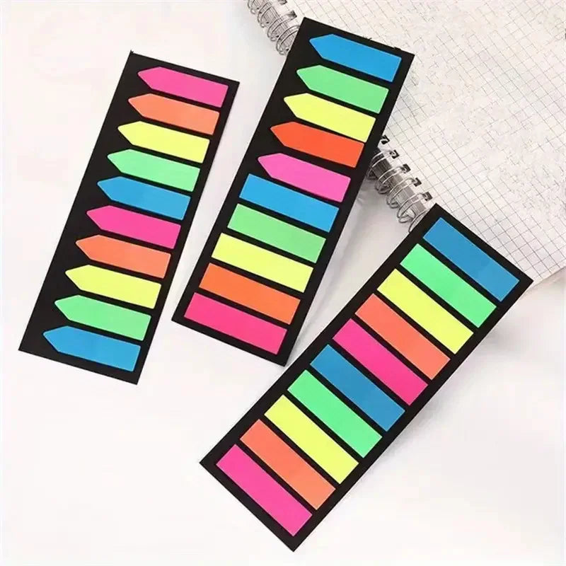 PET Page Markers Sticky Index Tabs, Bright Colors Arrow Flag Tabs for Book Annotation, Writable File Classification Labels