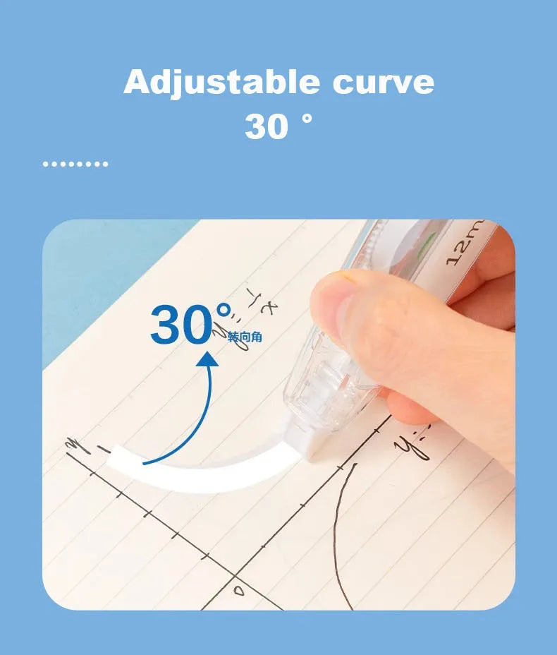 Press Correction Tape Set 5mm*12m Large Capacity Refill Replacement Stationery School Office Supplies Pen Style Correction Tape