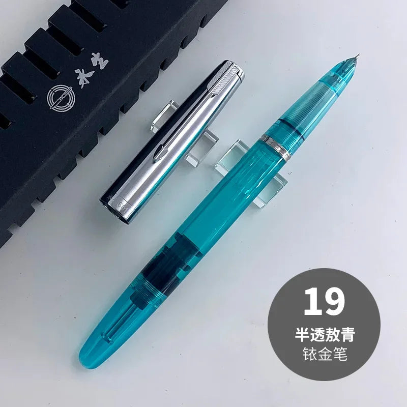 NEW Wingsung 601 Press Piston Fountain Pen Iridium EF/F Nib Steel Cap Vacumatic Resin Ink Pen School Stationery Office Supplies