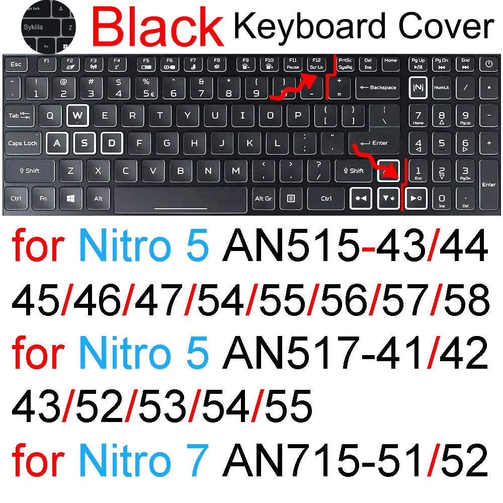 Keyboard Cover for Acer Nitro 16 16S 15 17 5 Spin 7 AN515 AN517 AN715 V AN16 AN14 ANV15 AN18 ANV16 Silicone Protector Skin Case