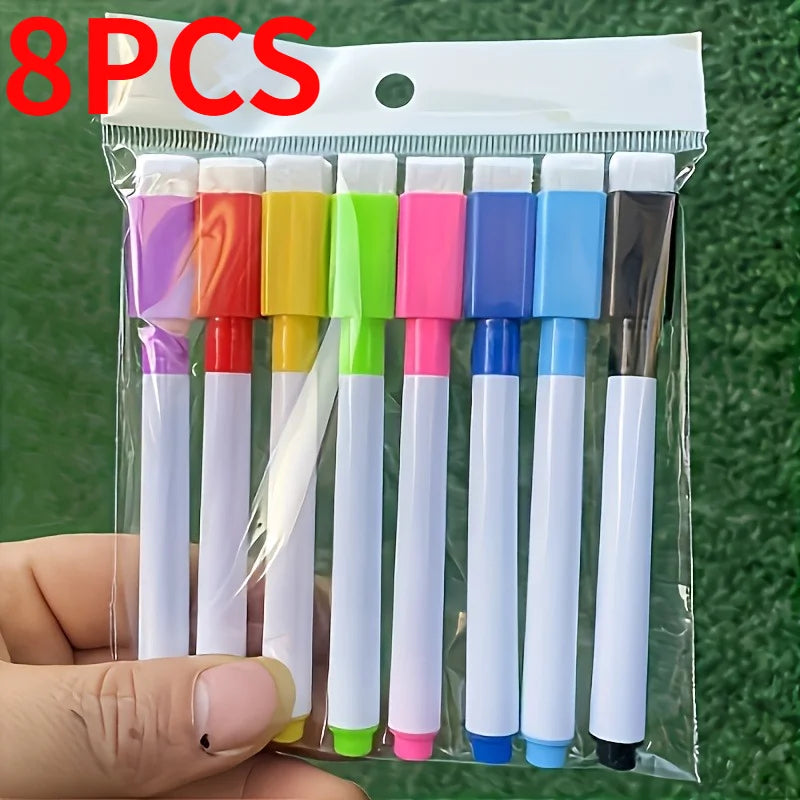 8pcs Dust-Free Dry Erase Markers for Whiteboards - Non-toxic, Quick-drying, Fade-resistant,for Writing on Various Surfaces.