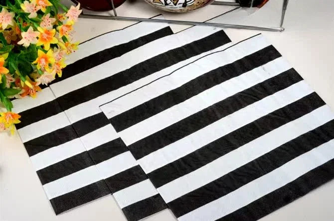 20pcs/Pac Classic Black and White Stripes Red and White Stripes Disposable Paper Placemats Flower Paper Party Decoration Paper