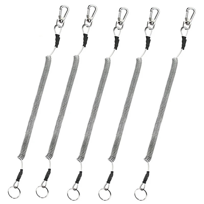 1.2m/2m/3m Max Stretch Plastic Spring Elastic Rope Fishing Lanyards With Carabiner Boating Ropes Anti-lost Phone Keychain Lock