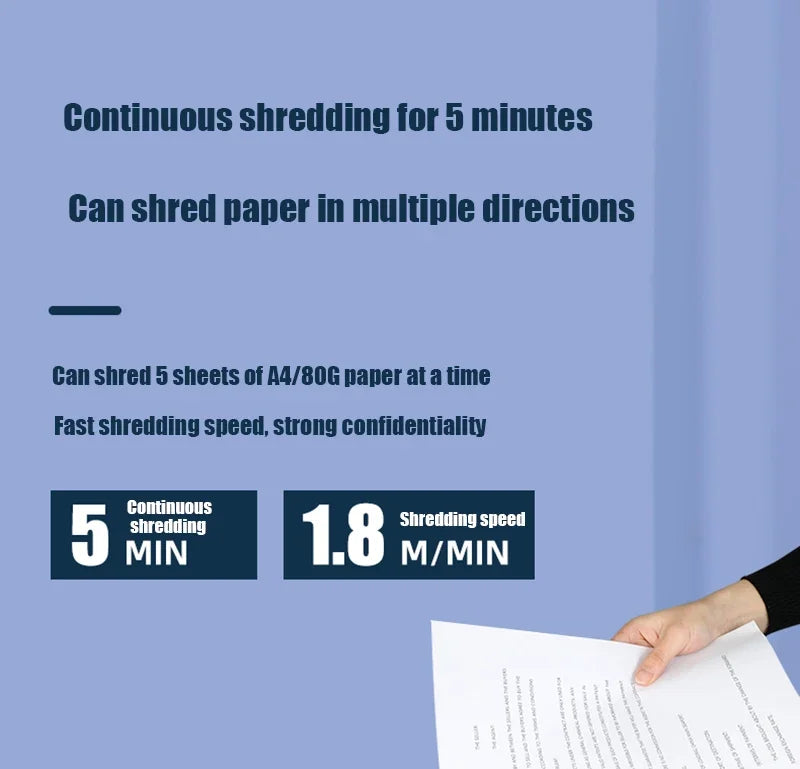 New 12L Waste Paper Shredder Home Office Portable Granular Electric Shredder Paper Scraps 4-level Mini A4 Data Desktop