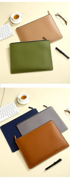 Leather Business A4 File Folder Zipper Document Bag Contract File Organizer Briefcase Portfolio,Bag For Contract/Invoice Storage