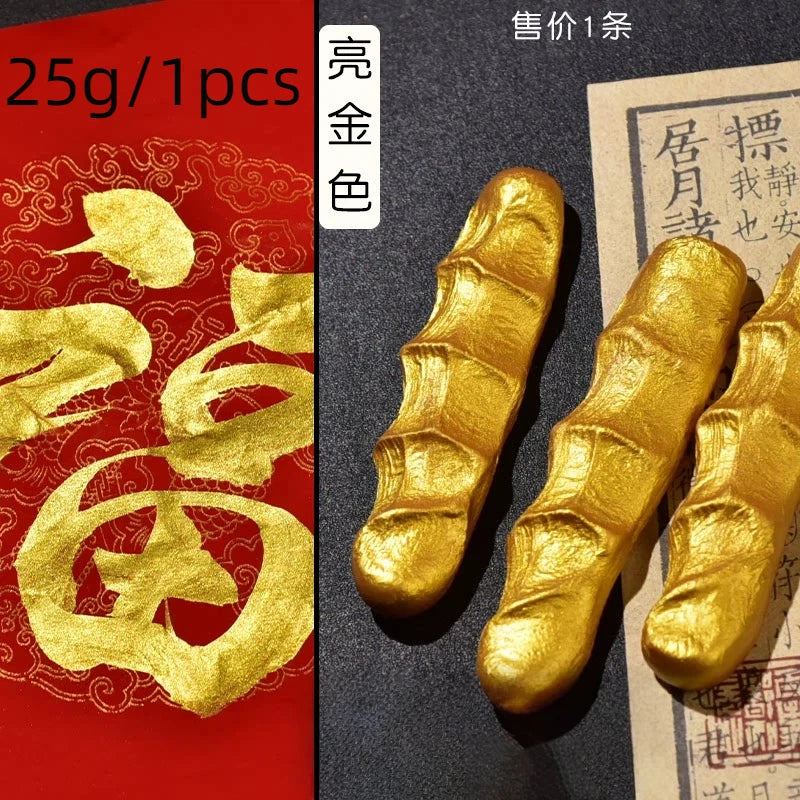 Colored Pearlescent Ink Stick Handmade Chinese Sumi Solid Ink Stick Traditional Calligraphy Ink Stick for Beginners Practicing