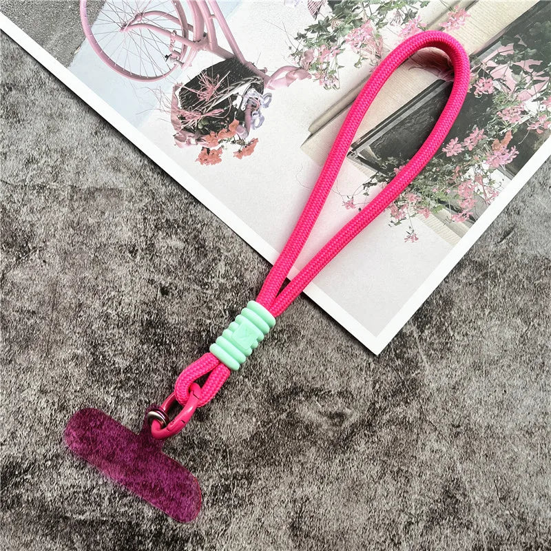 Cellphone Strap Candy Color Rope for Cards Metal Keyring Wrist Lanyard Keychain Portable Cellular Pendant Premium Hand Strap