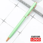 New Metal Ballpoint Pen Rose Gold Pen Custom Logo Advertising Ballpoint Pen  Lettering Engraved Name School&office Supplies