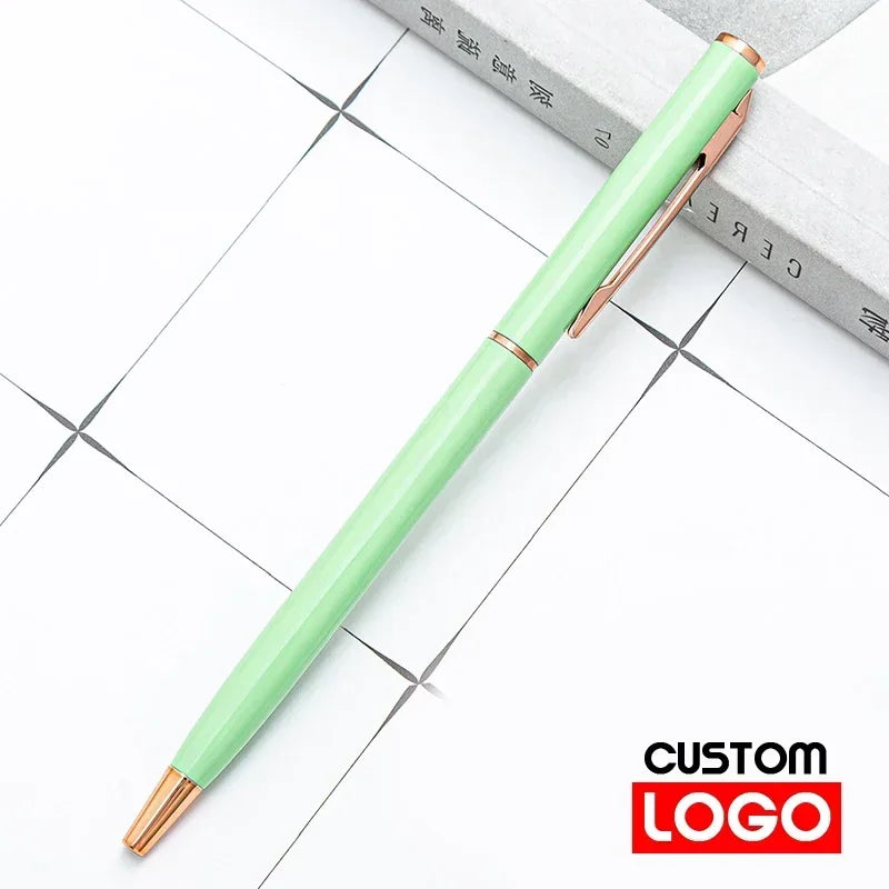 New Metal Ballpoint Pen Rose Gold Pen Custom Logo Advertising Ballpoint Pen  Lettering Engraved Name School&office Supplies