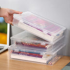 A4 Transparent Storage Box Portable Plastic Large Capacity Document Stationery Jewelry Storage Case School Home Office Supplies
