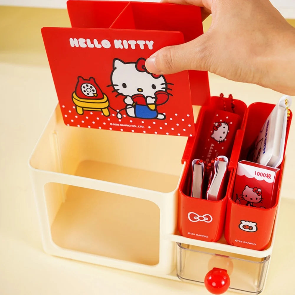 Genuine Sanrio Mark Pen Holder Hello Kitty Desk Organizers Shelves Desktop Stationery Bookshelf Home Office Storage Box Gifts