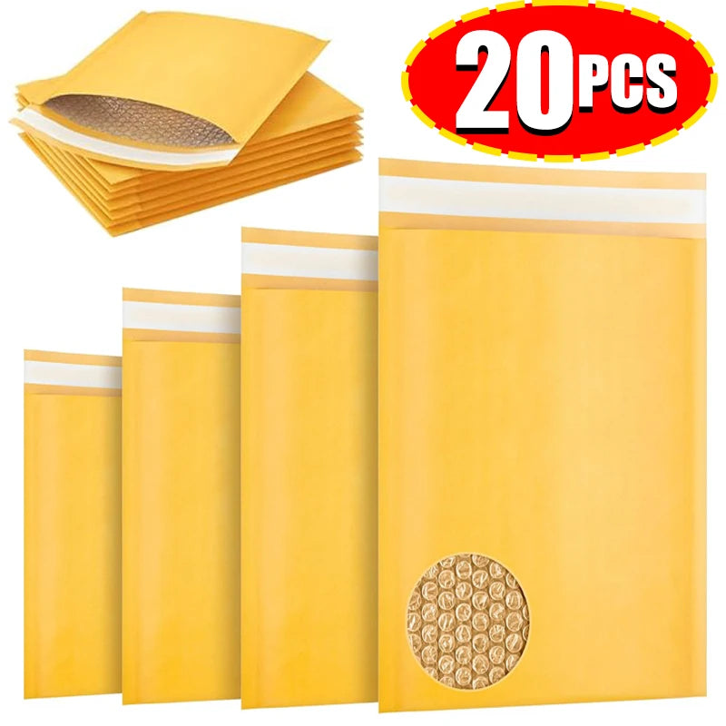 Yellow Kraft Bubble Envelopes Bag Waterproof Self Seal Packing Bag Mailers Shipping Envelope Adhesive Pouch Storage Organizer