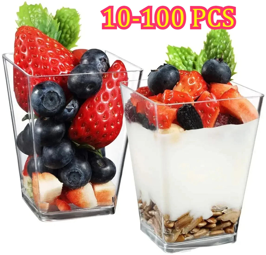 Disposable Plastic Mousse Cup Mini Ladder Shaped Pudding Dessert Cup for Hotel Party and Sweet Shop Disposable Plastic Cups