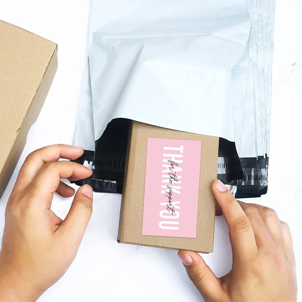 50pcs Pink Double Sided Thank You Cards for Small Business Gift Card Party Decoration Supplies Greeting Cards Package Decoration