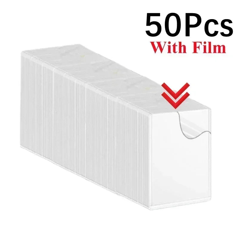 50/1Pcs Transparent Card Sleeve with Protective Film Clear Card Holder Idol Photo Game Baseball Card Holders Cover 35PT 3"x4"