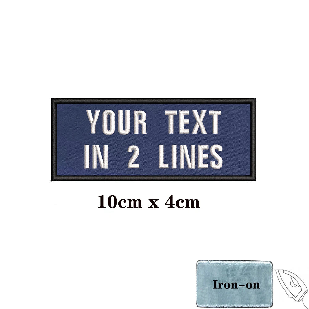 1PC Custom Name Patch Stripes Badge 10X2.5CM,8X5CM,10X4CM, 8X2.5CM,12X2.5CM,15X5CM,20X7CM,25X8CM Iron On Or Hook Loop DARK BLUE